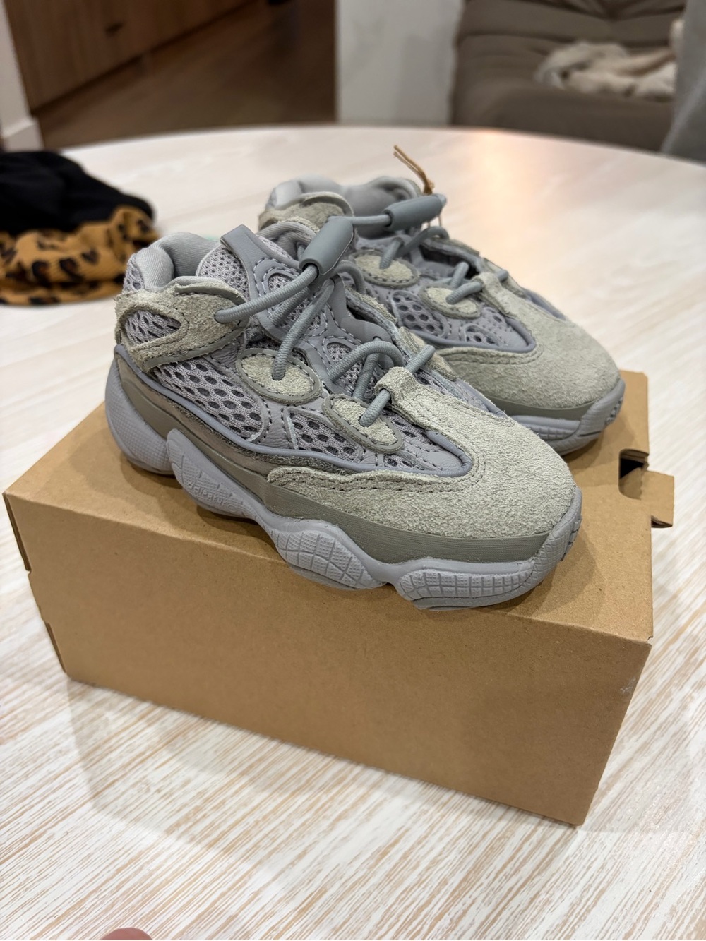 adidas Kids Grey Mesh & Suede Sneaker with Toggle Laces
